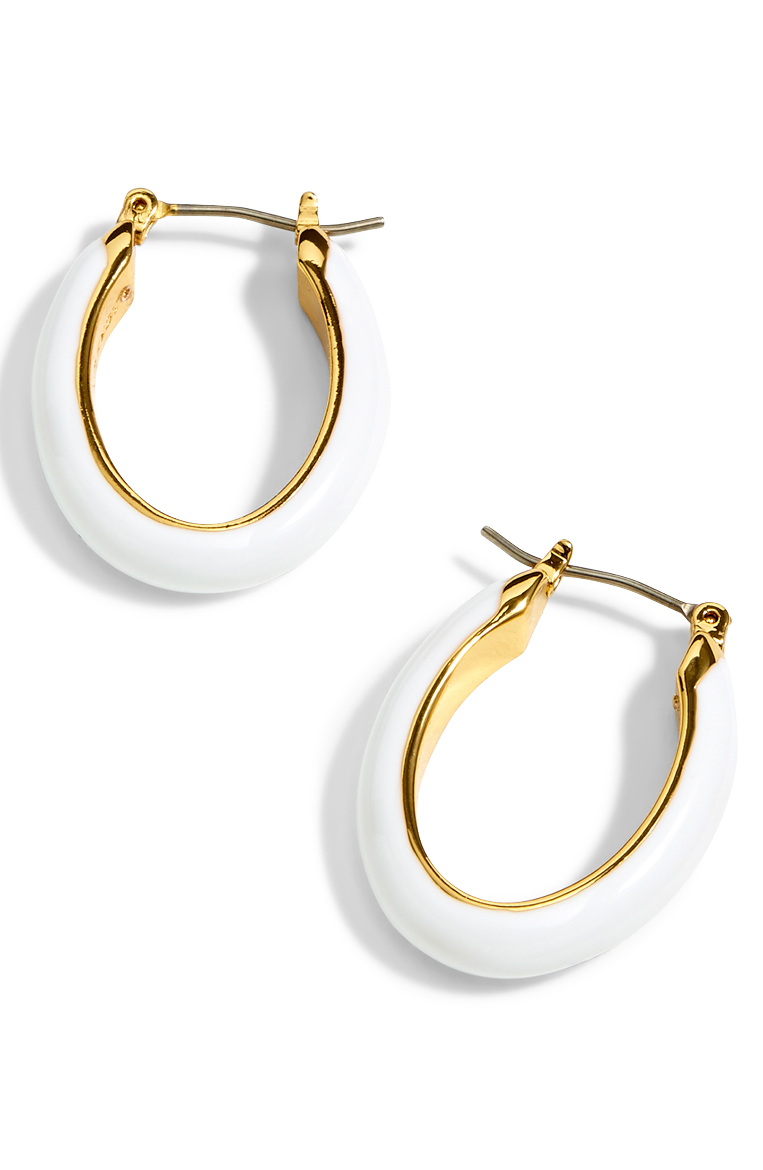 J.Crew Enamel Oval Hoop Earrings In White | ModeSens