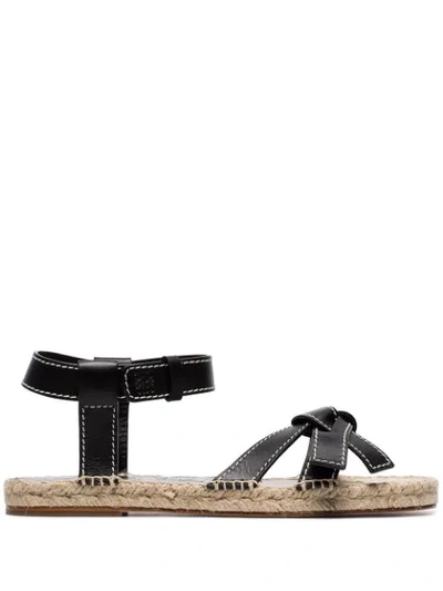 Loewe Gate Logo-embossed Leather Espadrille Sandals In 1100 Black