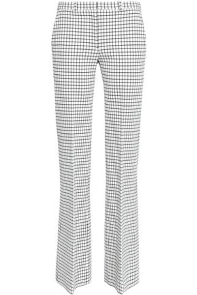 Theory Woman Checked Woven Bootcut Pants White