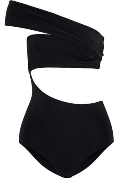 Alix Shelbourne Convertible One-shoulder Cutout Swimsuit In Black