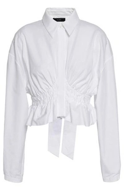 Ellery Woman Open-back Shirred Cotton-poplin Shirt White