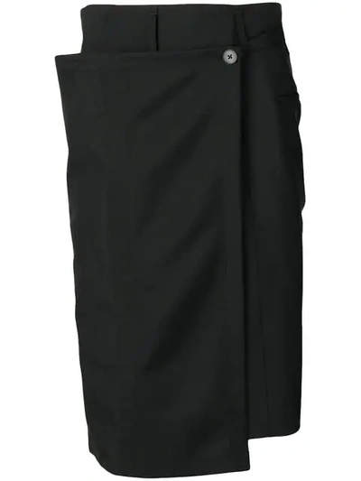Jil Sander Asymmetric Tailored Shorts In Black