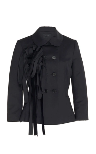 Simone Rocha Ribbon-detailed Wool-blend Blazer Jacket In Black