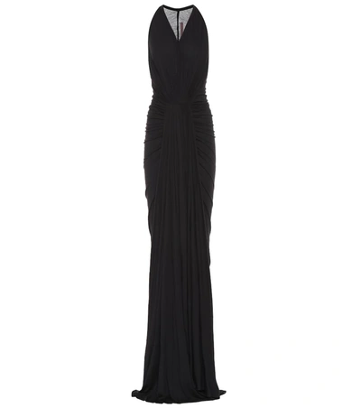 Rick Owens Lilies Jersey Maxi Dress In Black
