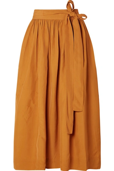 Co Pleated Broadcloth Wrap Skirt In Saffron