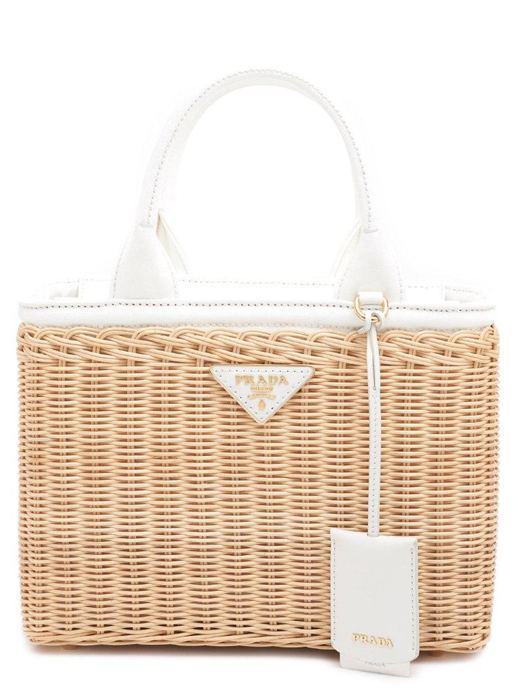 prada straw beach tote