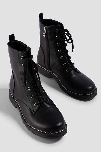 Astrid Olsen X Na-kd Lace-up Boots - Black