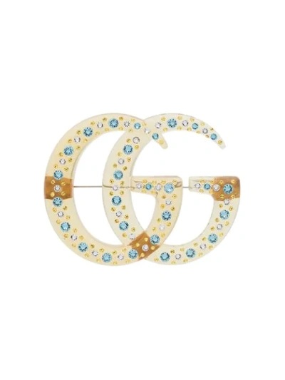 Gucci Gg Crystal Resin Brooch In 8488