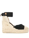 Castaã±er Catalina Frayed Wedge Espadrilles In Black