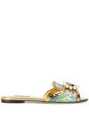Dolce & Gabbana Embellished Slides In Gold
