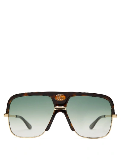 Gucci Gg Navigator Tortoiseshell-acetate Sunglasses In Havana
