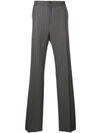 Versace Pinstriped Tailored Wool Trousers In Grey