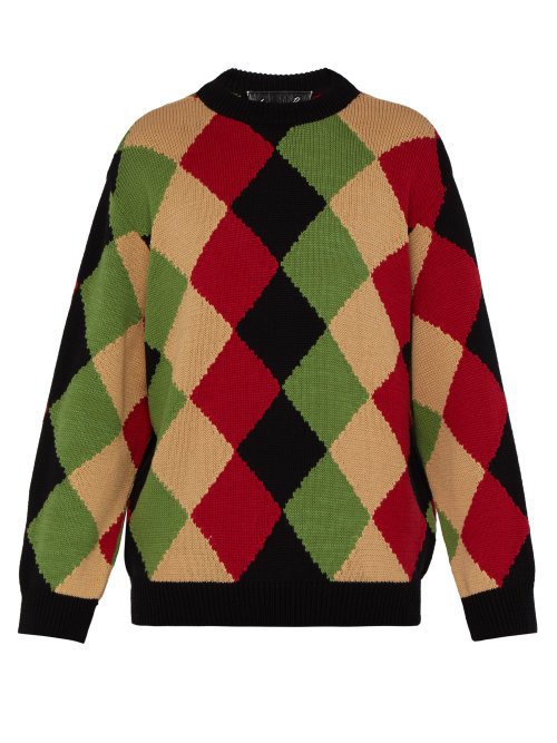 Martine Rose - Harlequin Geometric Intarsia Wool Blend Sweater - Mens ...