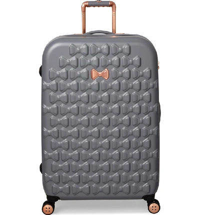 Ted Baker Large Beau Bow Embossed Four-wheel 31-inch Trolley Suitcase - Grey
