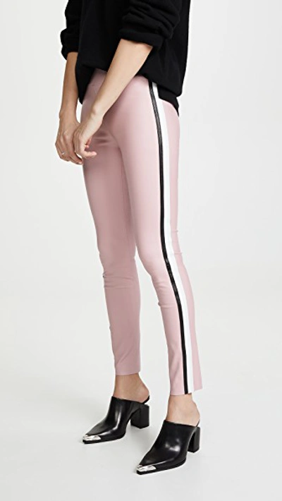 Sprwmn Bi Color Stripe Leggings In Ballet