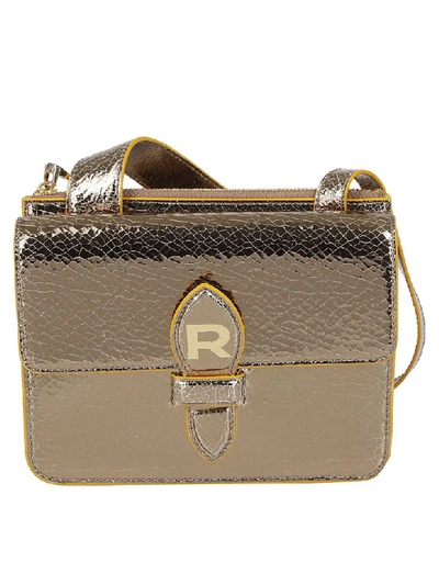 Rochas Printed Logo Shoulder Bag In Beige/khaki