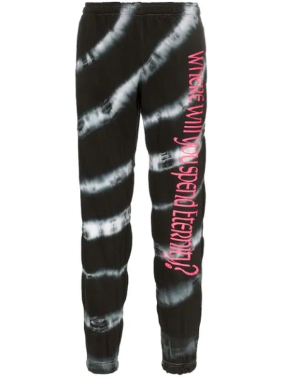 Ashley Williams Tie Dye Slogan Print Cotton Track Pants In Black