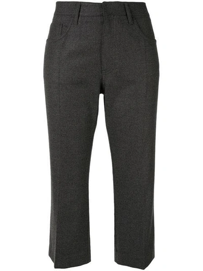 We11 Done Cropped Wool Trousers In Grey