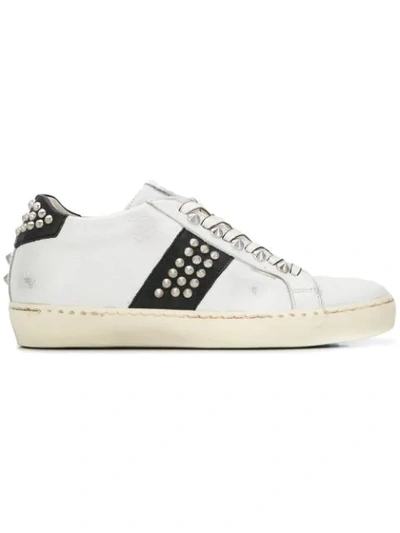 Leather Crown Iconic Sneakers In White Leather