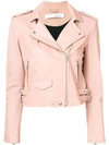 Iro Zipped Biker Jacket In Pink
