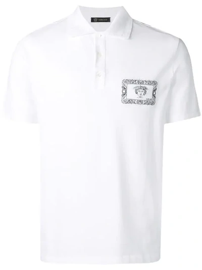 Versace Medusa Logo Patch Polo Shirt In White