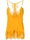 Gold Hawk Lace Panel Top In Yellow