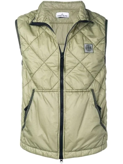 Stone Island Quilted Gilet In Green