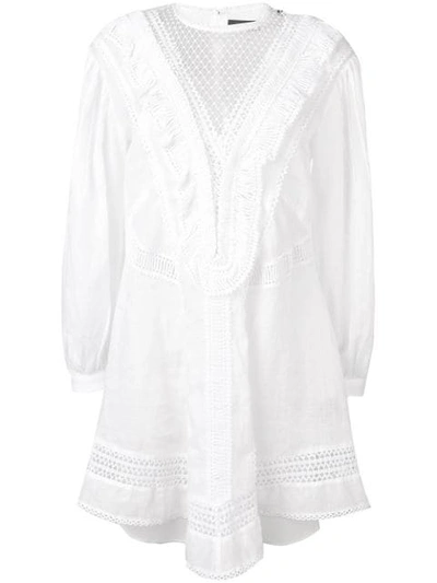 Isabel Marant Rowina Crochet Lace Inset Long Sleeve Dress In White