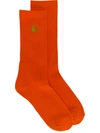 Carhartt Logo Ribbed Socks In Orange
