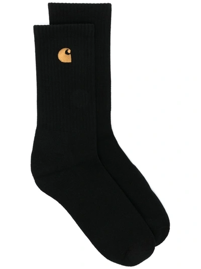 Carhartt Chase Logo-embroidered Socks In Black,gold