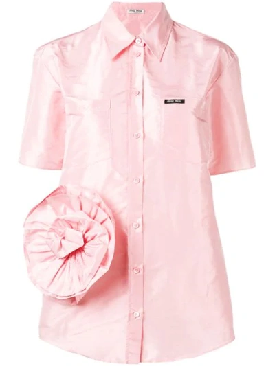 Miu Miu Rose Detail Shirt In Pink