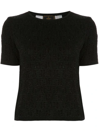 Pre-owned Fendi Short Sleeve Top In Black