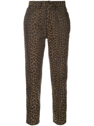 Pre-owned Fendi 1990s Leopard-print Tapered Trousers In Brown