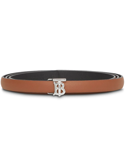 Burberry Reversible Monogram Motif Leather Belt In Malt Brown/ Black