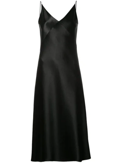 Vince Bias V-neck Midi Slip Dress In Black