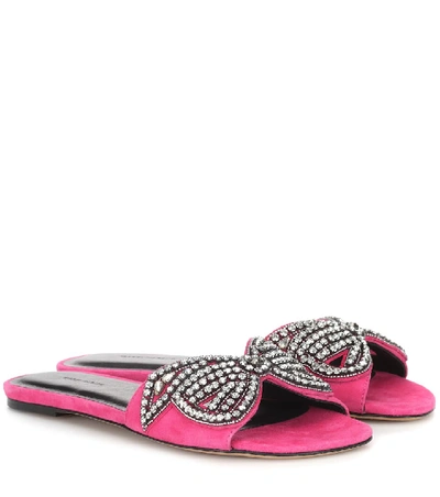 Isabel Marant Jelson Embellished Suede Sandals In Pink