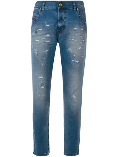 Diesel Distressed Boyfriend Jeans In Blue