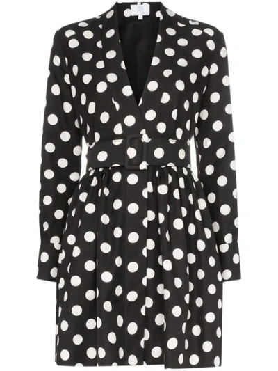 Rebecca De Ravenel Polka-dot Cotton-blend Dress In Black And White