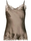Gold Hawk Lace Trimmed Top In Grey
