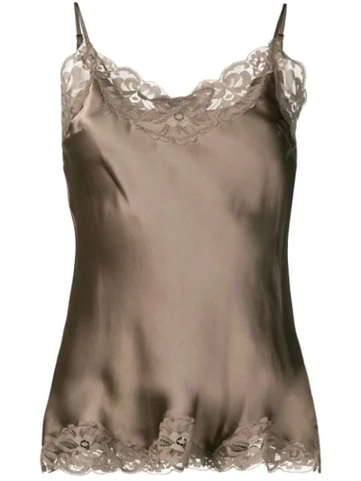 Gold Hawk Lace Trimmed Top In Grey