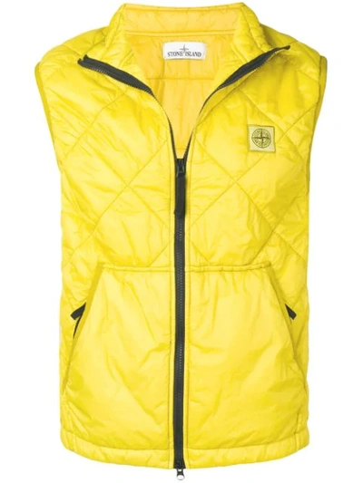 Stone Island Quilted Gilet In Yellow