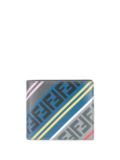 Fendi 'ff' Motif Print Wallet In Grey