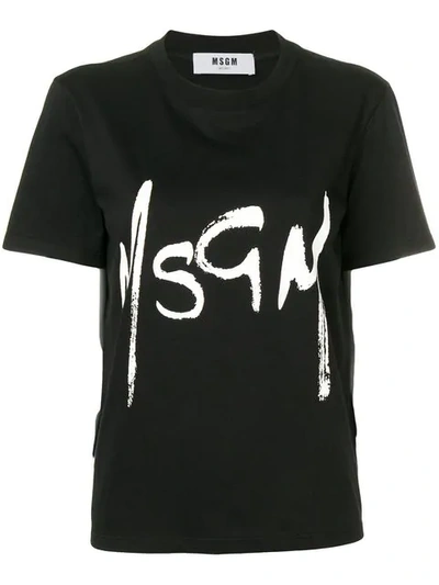 Msgm Logo Print T-shirt In Black