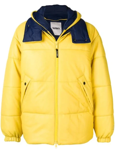 Yves Salomon Padded Hooded Jacket In Yellow
