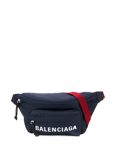 Balenciaga Everyday Logo Belt Bag In Blue