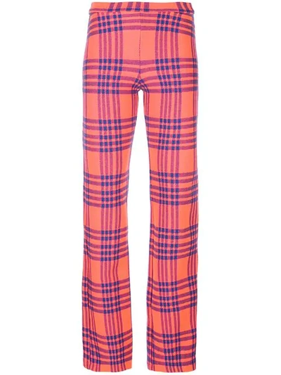 Cynthia Rowley Plaid Skinny Trousers In Pink