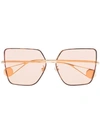 Gucci Rose Gold Tinted Lens Square Sunglasses In Orange