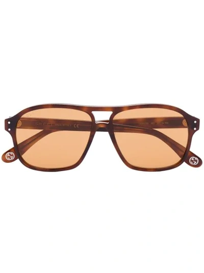 Gucci Brown Aviator Tortoiseshell Sunglasses