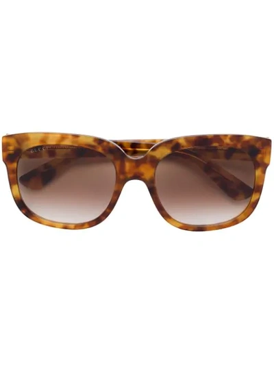 Gucci Brown Crystal Embellished Oversized Tortoiseshell Sunglasses