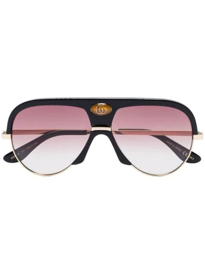 Gucci Black And Pink Navigator Sunglasses